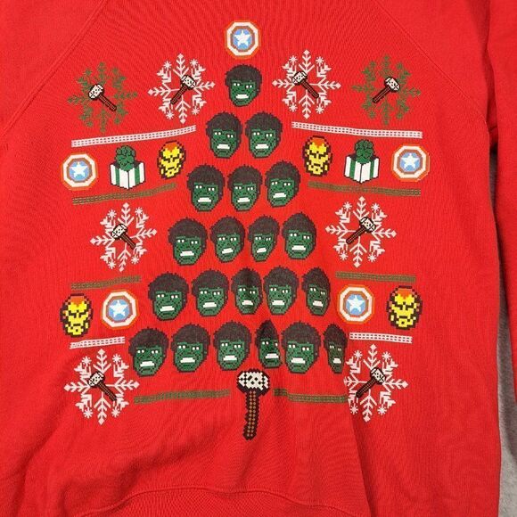 Disney Store Christmas Sweater Mens Medium Marvel Red - Picture 2 of 7